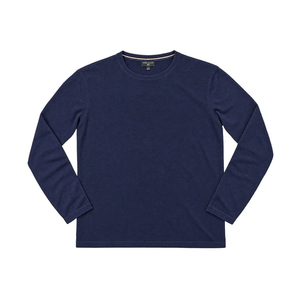 Massimo Dutti Cotton Cashmere Textured Pullover Sweater Mens S Navy Blue